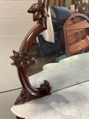 Antique Rosewood Victorian Cabinet Mirror Server Sideboard Carved 1860