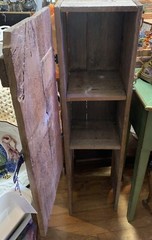 Primitive Country Style Hand Painted 1 Door Cupboard Cabinet W/ 2 Shelves