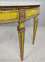 18th century Italian Demilune Marble top painted Console table