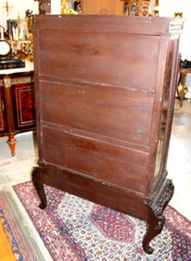 French Antique Carved Mahogany Display Cabinet | Glass Door & Carved Base