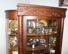 Antique Oak China or Curio Cabinet – Lion heads and claw feet