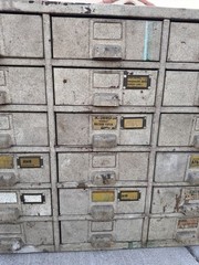 Vintage Industrial 18 Drawer Metal Parts Machinist Cabinet 30.5 x 13.5 x 25