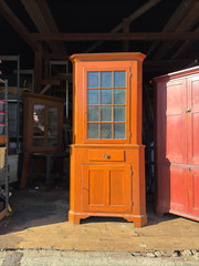 antique corner cupboard cabinet 2pc Farmhouse Country Clean 1800 refinished