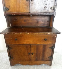 18″ TALL SALESMAN SAMPLE MINIATURE Wood HOOSIER CABINET Antique Vintage RARE