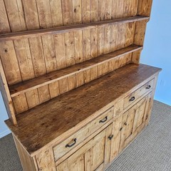 Antique English Pine Kitchen Dresser Welsh Cupboard Hutch Cabinet Victorian