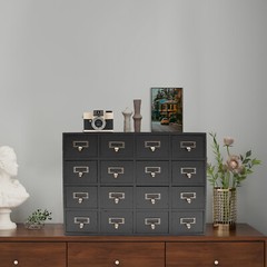 16 Drawers Vintage Tabletop Library Card Catalog Cabinet Apothecary Storage Box