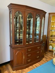 Dark wood Lighted China Cabinet Ethan Allen