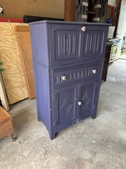 English Oak Drop Front Bar Cabinet Solid Wood