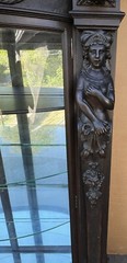 R. J. HORNER FINEST FIGURAL MAIDEN BOWED GLASS OAK CHINA CABINET