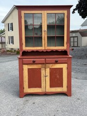 antique dutch cupboard step back cabinet old paint 1800s small size