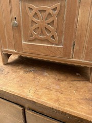 Stunning antique Celtic Carved Pine Wall Cabinet / shelf with door, delivery