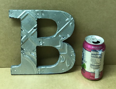 Decorative Salvaged Tin Ceiling 8″ Patchwork Shabby Silver Letter B Old 194-26B