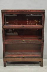 Vintage Industrial Steel Metal Faux Woodgrain Painted Stack Barrister Bookcase