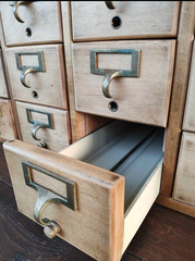 antique library card catalog