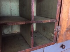 antique country panel wall cupboard hanging cabinet primitive box pine painted
