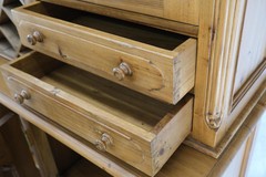 Country French Vintage Wine Rack Two-Piece Pine Step-Back Hutch