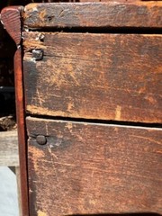 Mid 19th Century Old Red Paint Child’s Stepback Cupboard 24″ x 13″ x 9″