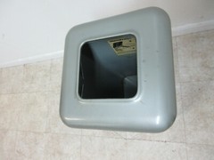 Vintage 1950s Industrial Dental Cabinet Trash Can Waste Basket mechanical Lid B