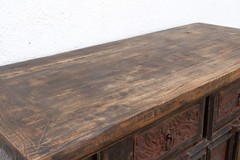 Antique Pagoda Elm Cabinet w/Original Painted Finish Vintage Chinese Cabinet