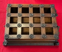 Antique Arts Crafts Unique 12 Drawer Wall Spice Cabinet Copper Labels