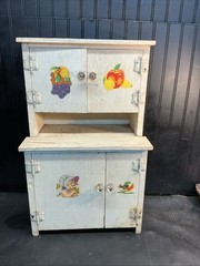 Vintage 1930s Children’s Wood Hoosier Kitchen Cabinet Hutch Salesman Sample