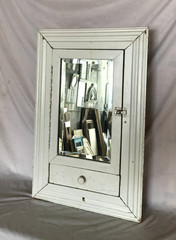VTG Shabby Bevel Mirror Medicine Cabinet with Draw 20×30 Recess Chic Old 93-26B