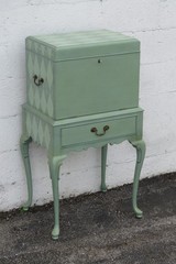 Tall Painted Silver Jewelry Chest Lingerie Cabinet Queen Anne Legs 6237