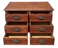 19TH C ANTIQUE VICTORIAN TIGER OAK 6 DRAWER DESKTOP FILE CABINET / SPOOL CABINET