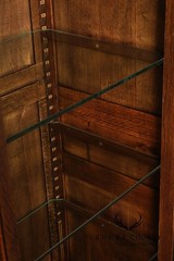 French Country Louis XV Style Vintage Oak China Display Cabinet