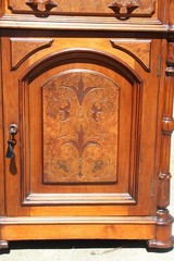 Fancy Burl Walnut Victorian Credenza Cabinet with Drawer ~ Ca.1880