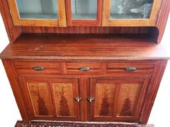 American Stepback CUPBOARD, Hutch, c1875, Ohio, Bold Grain-Painted, 86″t, 56″w