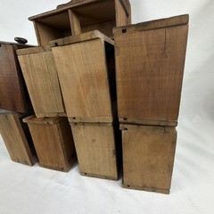 Antique Early Country Primitive Wood 8 Drawer Spice Drawer Cabinet 16” High