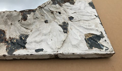 VTG Salvaged 23″ Sq. Shabby White Tin Ceiling Wrapped Wreath 12″ Mirror 1894-23B