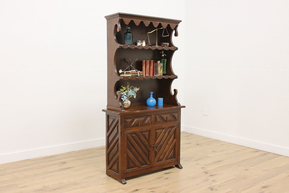 Spanish Vintage Carved Birch Kitchen or Bar Cabinet, Display #56203