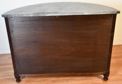 1910 Antique French Walnut & Satinwood Hand painted and Marble topDemi-lune