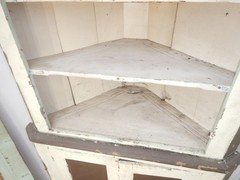 Antique Corner Cupboard Cabinet Blind doors Early Primitive 2 piece