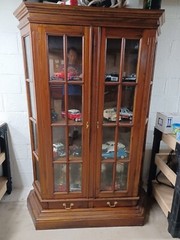 Vintage Wood Mahogany Glass Book Items Store Display Cabinet Curio Furniture…