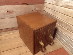 Vintage YAWMAN Wood File Cabinet Desktop Document Organizer Storage Chest, Mail