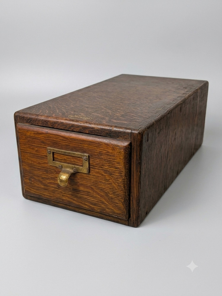 Macey Antique Wood Drawer Card File Cabinet