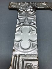 Decorative Salvage Tin Ceiling 16″ Patchwork Silver Metal VTG Letter D 1787-24B