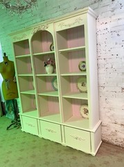 Painted Cottage Shabby Chic French Bookcase / China Hand Made Display Cabinet