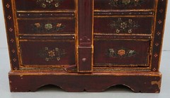 LOVELY CIRCA 1900 ORIENTAL HAND PAINTED SIDE CUPBOARD BOOKCASE METAL STRAP WORK
