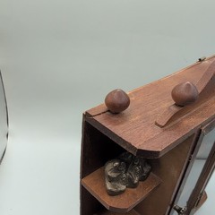 Small Vintage Wooden Curio Wall Mount Knik Knak Cabinet With Door