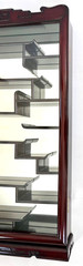 Mid 20th-C Carved Rosewood Greek Key Wall Mounted Curio Display Cabinet