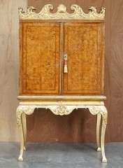 IMPORTANT ANTIQUE GEORGE II CIRCA 1740 MULBERRY WOOD GILTWOOD DRINKS CABINET