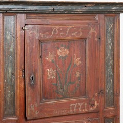 Original Hand Painted Swedish Pine Two Door Cupboard Cabinet Dated 1771