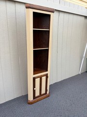 67870 Tall Rustic Corner Cabinet with Dual Tone Finish and Shelves