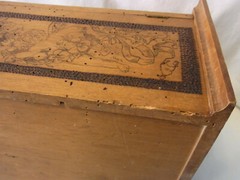 Antique German Art Nouveau Carved Wood Wall Cabinet Poker Work #<