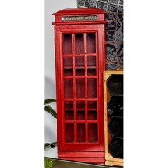 Vintage Telephone Booth Storage Cabinet MDF Red Decorative Unit Glass Panel New