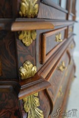 L63333EC: Dutch Style Painted Faux Burl Walnut China Cabinet